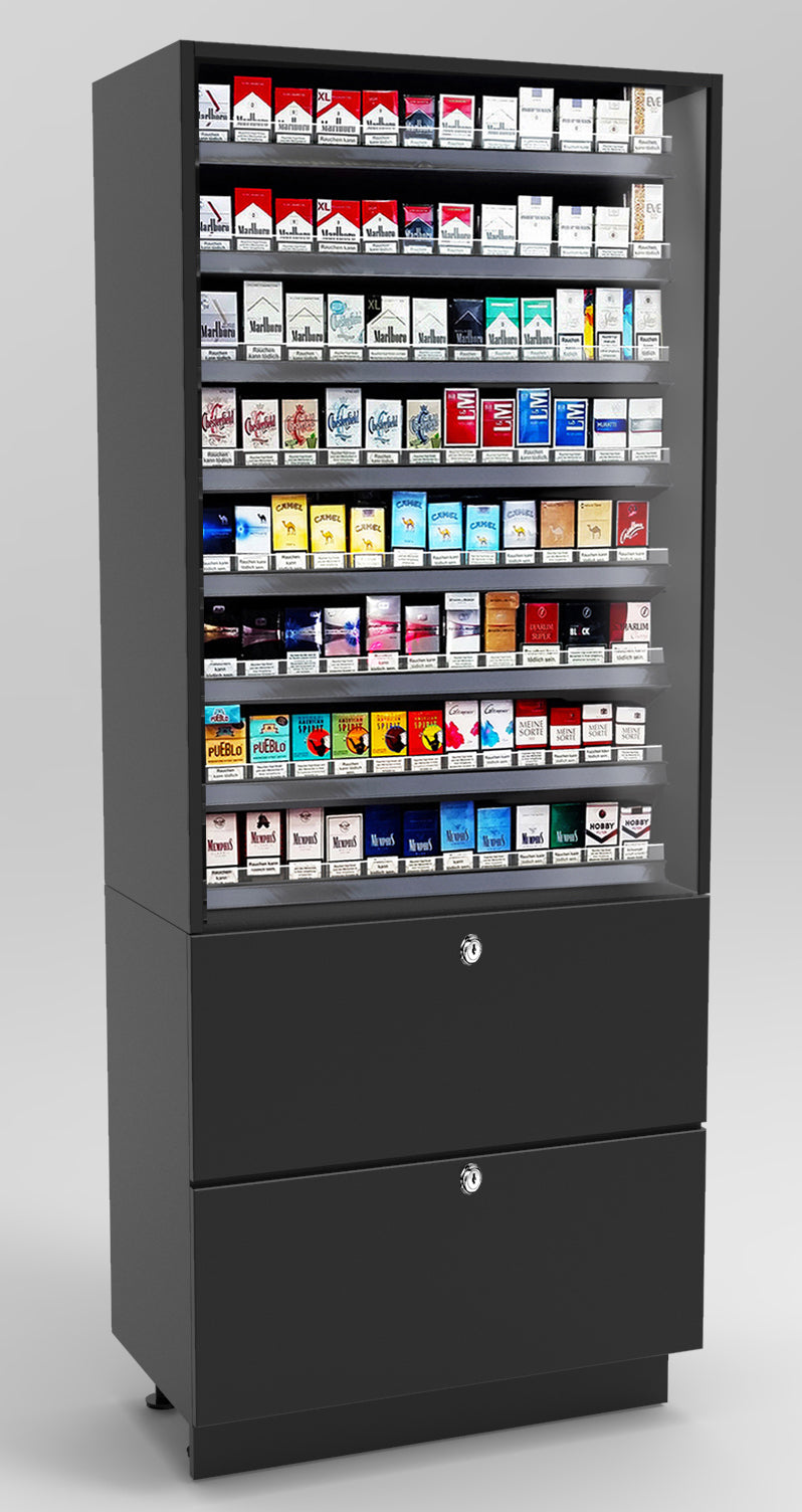 Modular Cigarette / Tobacco Merchandiser: 8 Levels & 2 Drawers