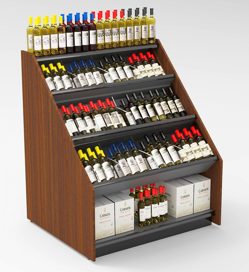 3-Tier Tilted Wine Rack Display 48"W x 42"D x 58"H