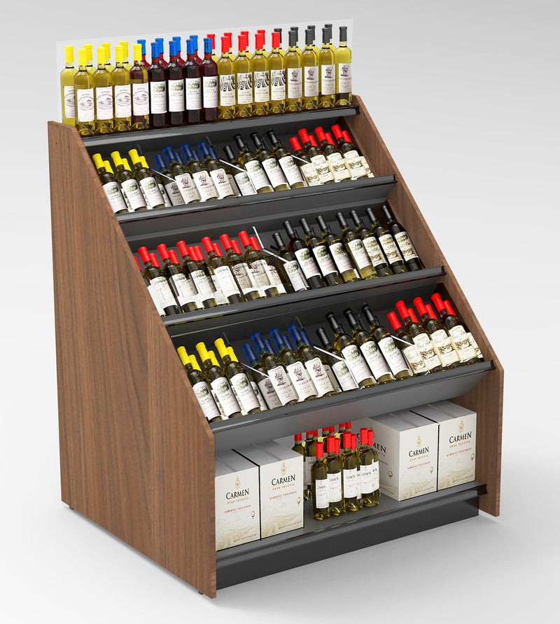 3-Tier Tilted Wine Rack Display 48"W x 42"D x 58"H