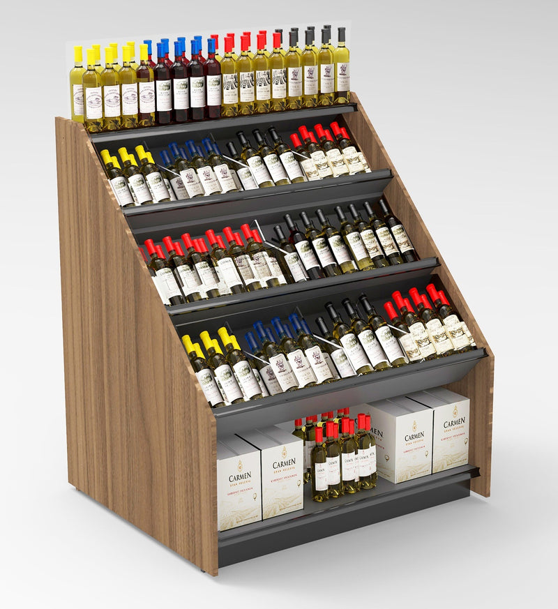 3-Tier Tilted Wine Rack Display 48"W x 42"D x 58"H