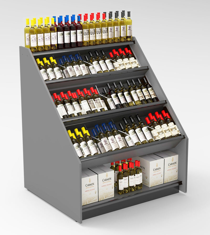 3-Tier Tilted Wine Rack Display 48"W x 42"D x 58"H