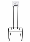 VersaCart 28 Liter Plastic Hand Baskets / 12 Pack with Rack & Sign