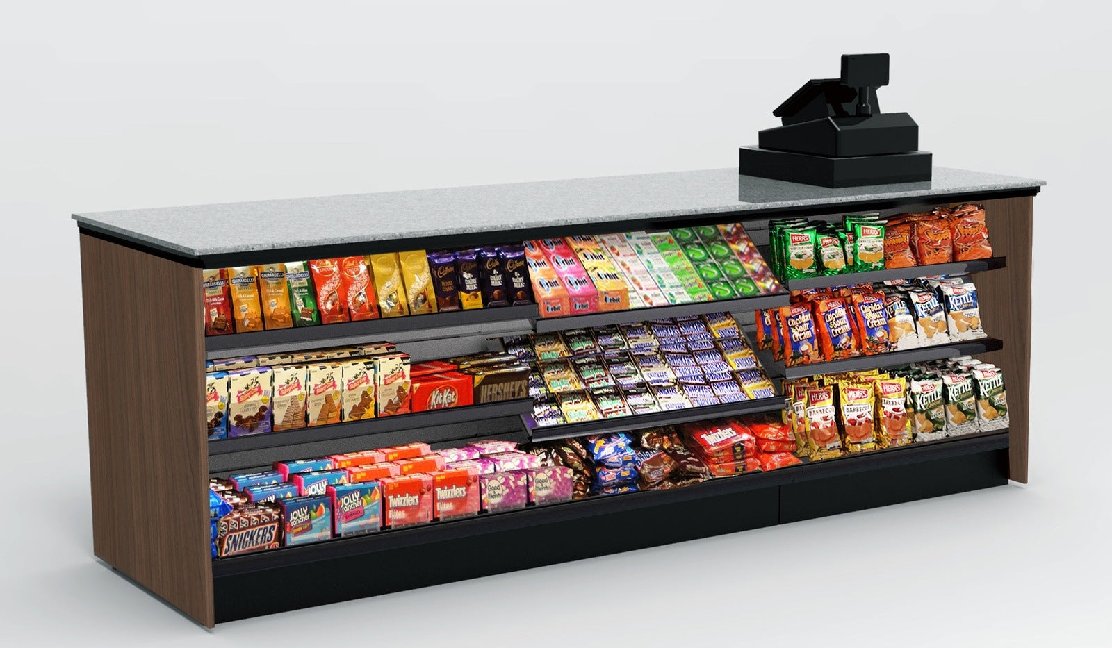 Straight Checkout Counter with LED: 3 Modular Sections