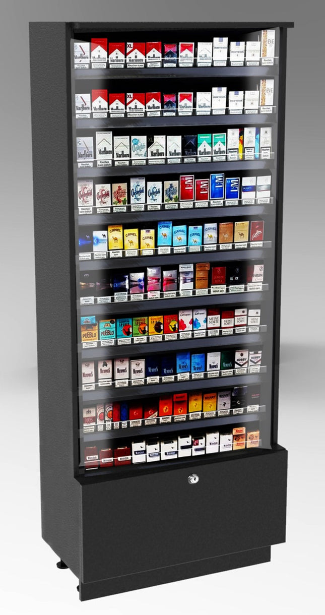Modular Cigarette / Tobacco Merchandiser: 10 Shelves & Storage Drawer